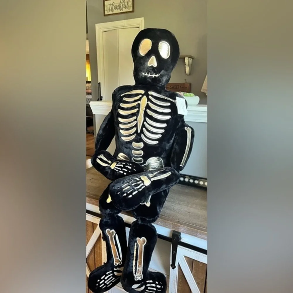 Isaac Mizrahi 5 Ft Black Gold Skeleton Body Pillow NWT